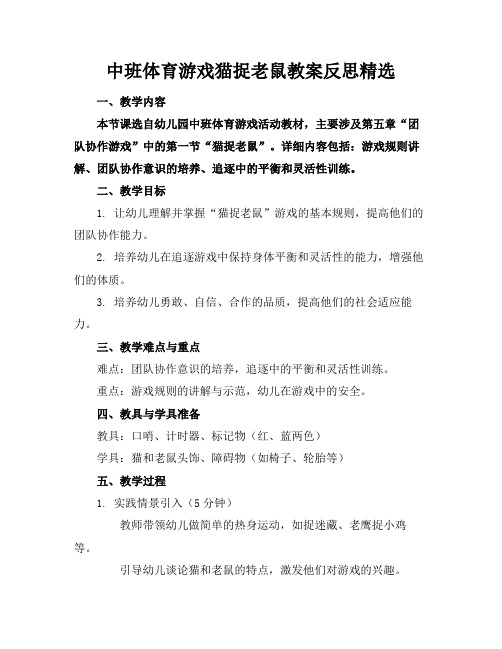 中班体育游戏猫捉老鼠教案反思精选