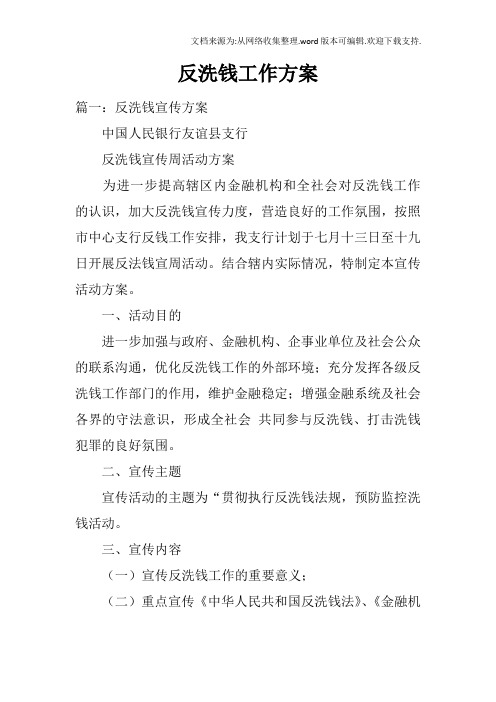 反洗钱工作方案