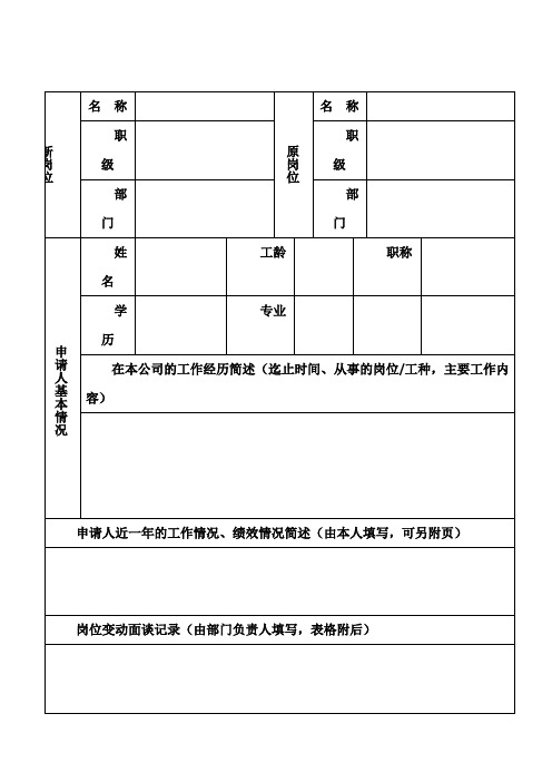 员工岗位变动审批表