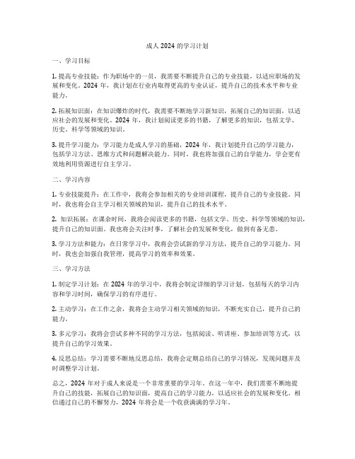 成人2024的学习计划