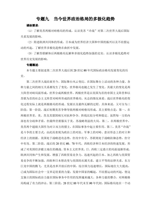 专题九《当今世界政治格局的多极化趋势》（人民版必修一）