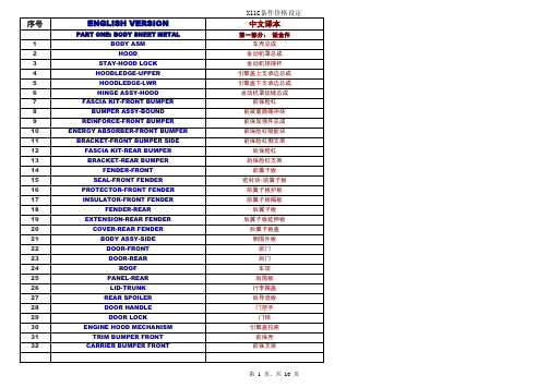 汽车常用零件英中互译手册