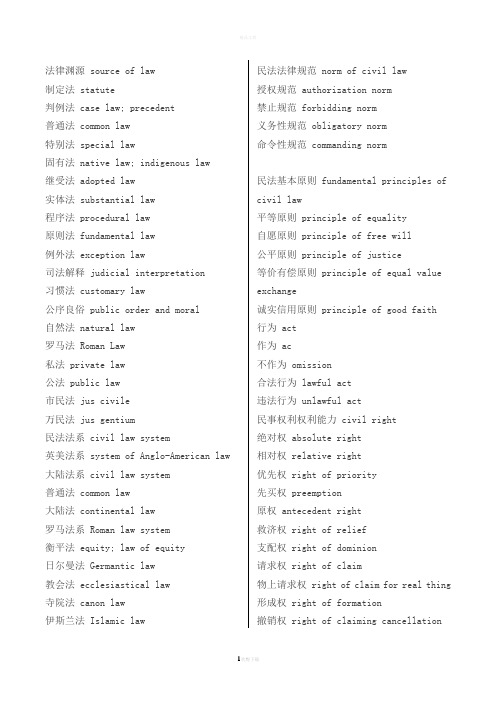法律英语词汇大全(完美版)