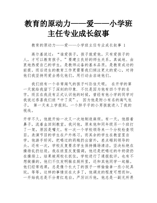 教育的原动力——爱——小学班主任专业成长叙事