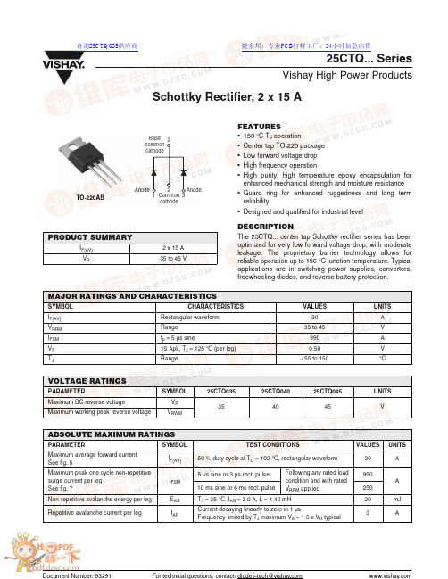 25CTQ - 2 x 15 A Schottky Rectifiers 25CTQ Series 