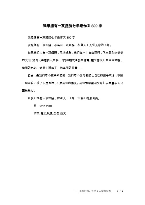 我想拥有一双翅膀七年级作文300字