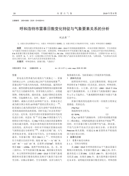 呼和浩特市雷暴日数变化特征与气象要素关系的分析