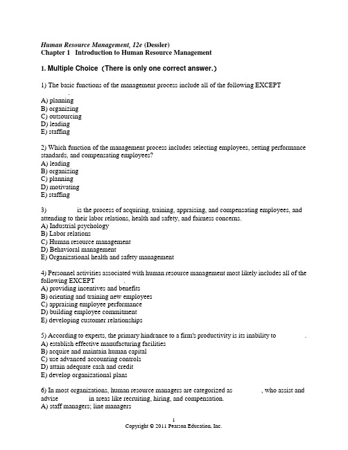 hrm excercise 01 Introduction to HRM