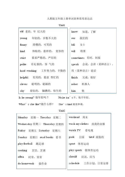 (word完整版)新人教版五年级英语上册单词表.doc