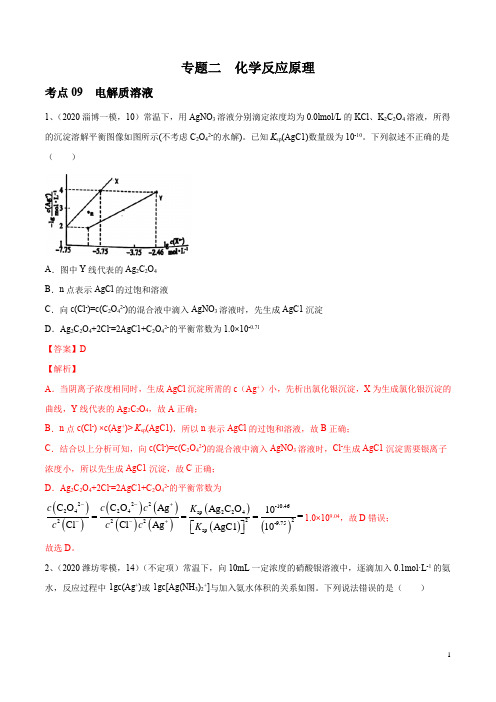 考点09 电解质溶液-2020年山东省各地市高考模拟化学试题分类汇编(新高考)(解析版)