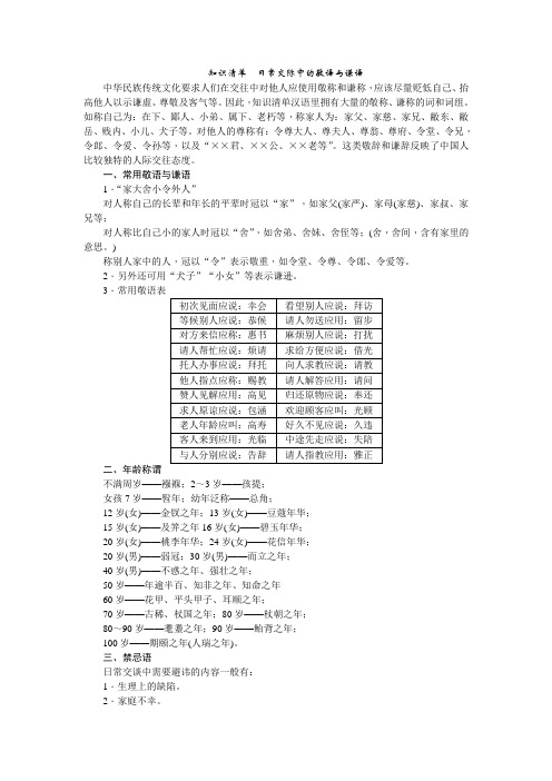 知识清单 日常交际中的敬语与谦语