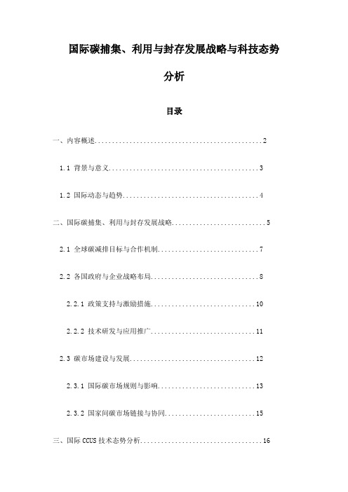 国际碳捕集、利用与封存发展战略与科技态势分析