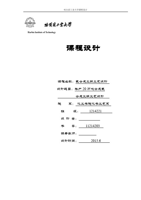 年产20万吨合成氨合成工艺设计