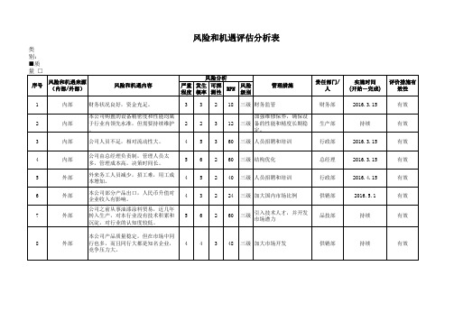 风险和机遇评估分析表