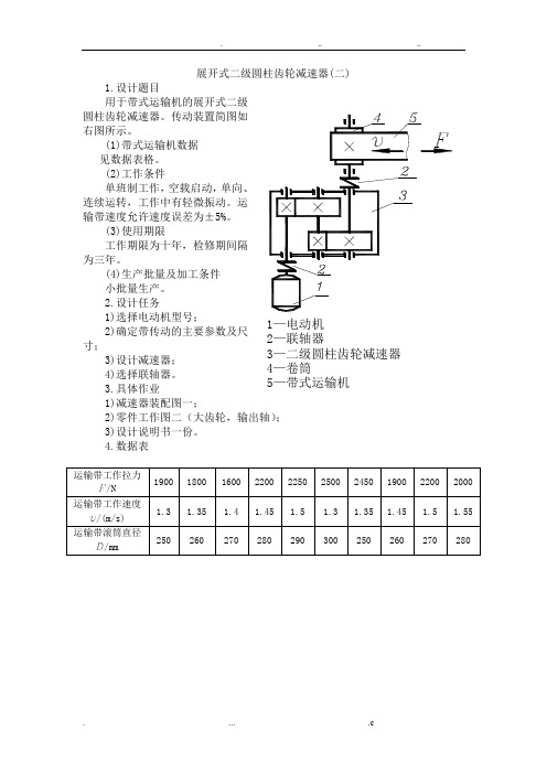 带式运输机的展开式二级圆柱齿轮减速器