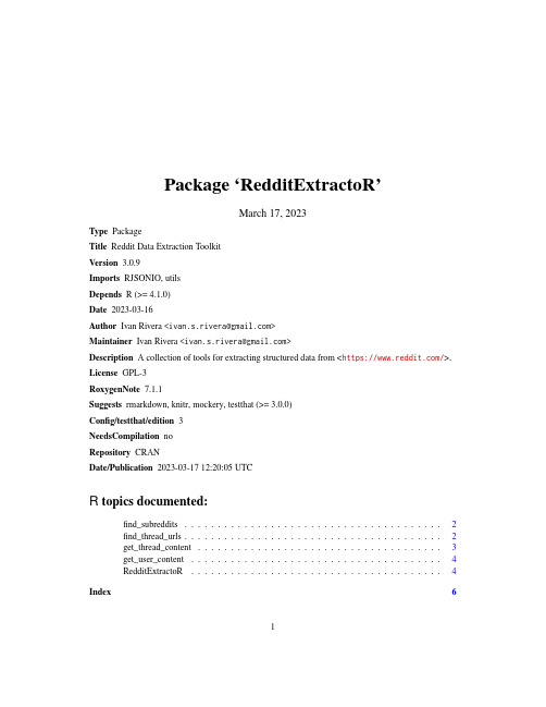 RedditExtractoR 3.0.9 用户指南说明书