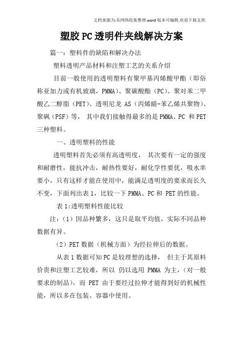 塑胶PC透明件夹线解决方案