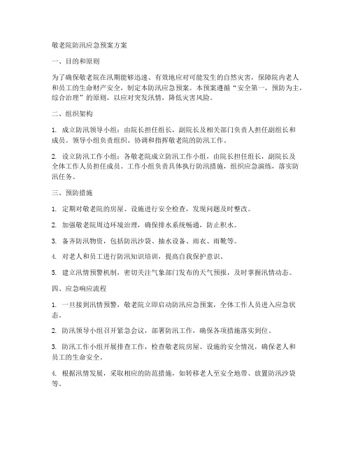 敬老院防汛应急预案方案