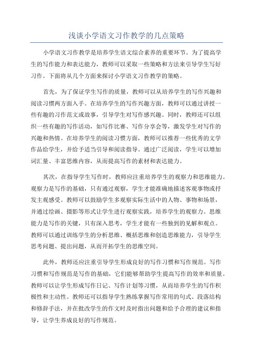 浅谈小学语文习作教学的几点策略