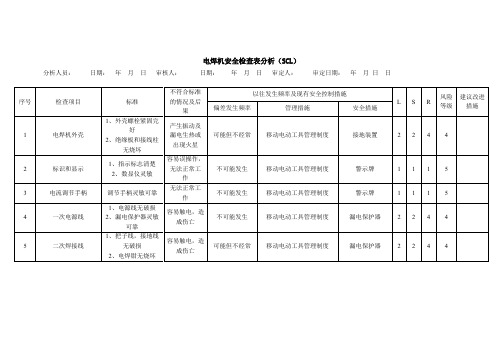 电焊机安全检查表分析