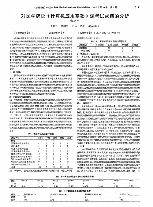 对医学院校《计算机应用基础》课考试成绩的分析