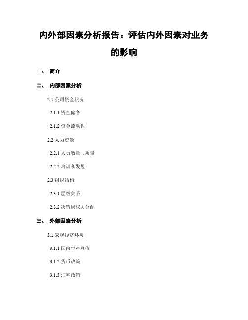 内外部因素分析报告：评估内外因素对业务的影响