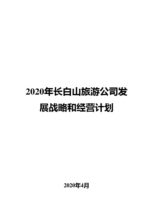 2020年长白山旅游公司发展战略和经营计划