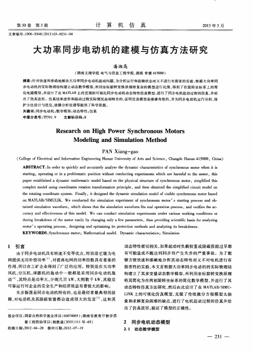 大功率同步电动机的建模与仿真方法研究