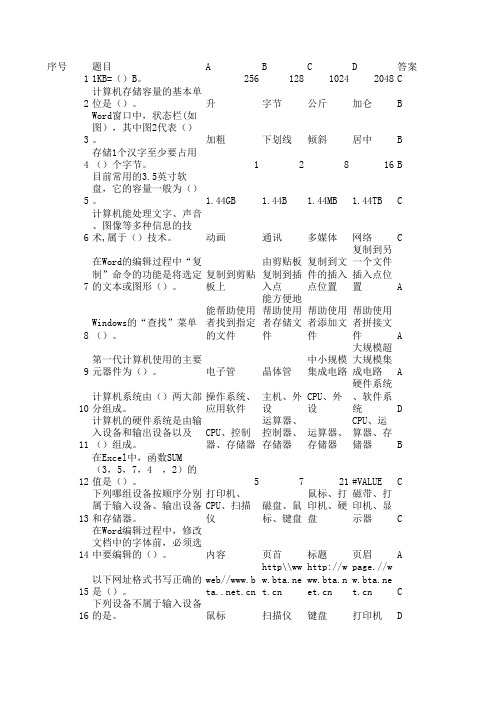 保定市信息技术考试题库