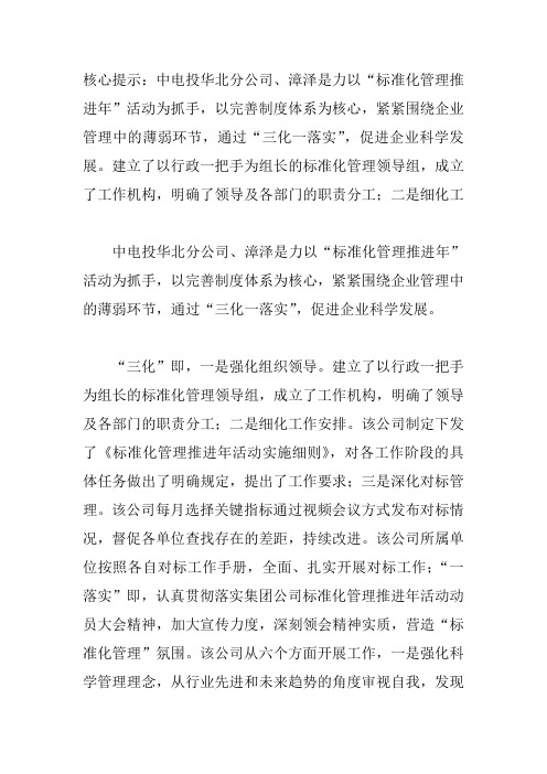 中电投漳泽电力深入开展“标准化管理推进年”活动