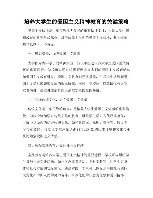 培养大学生的爱国主义精神教育的关键策略