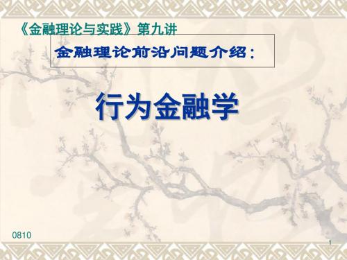 金融理论与实践第九讲ppt课件-文档资料