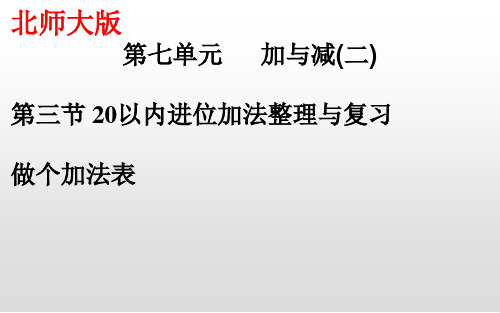一年级上册数学课件-7.6 20以内进位加法整理与复习 做个加法表|北师大版(2014秋)(共12张PPT)