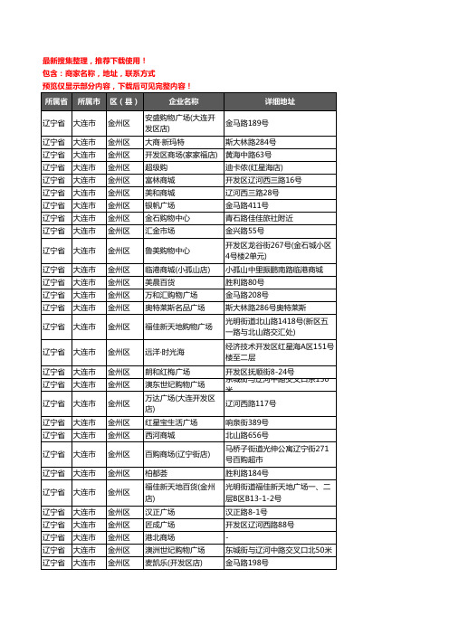 新版辽宁省大连市金州区商场企业公司商家户名录单联系方式地址大全53家