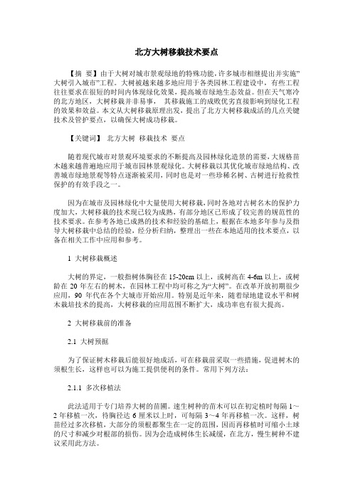 北方大树移栽技术要点