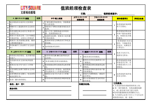 经理值班检查表(最新)