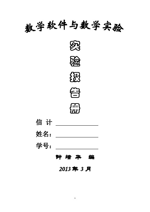 数学软件与数学实验报告册2013