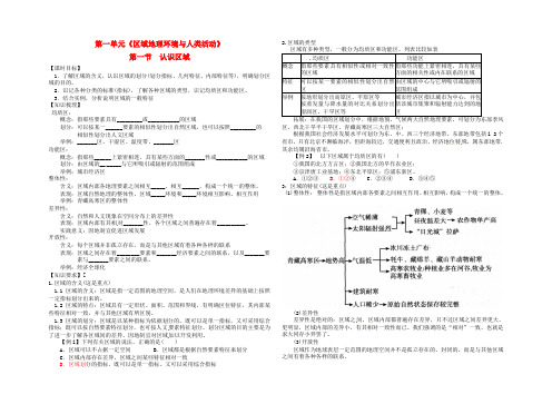 高中地理 认识区域(1课时)教案及练习 鲁教版必修3