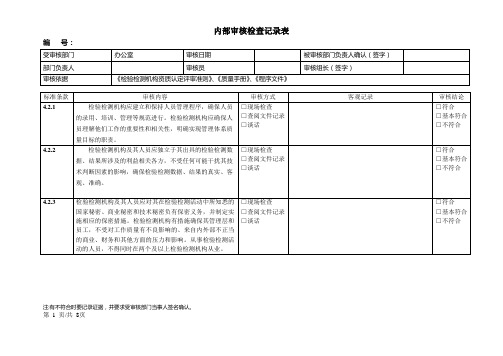 2015年检验检测机构内审记录表(办公室)