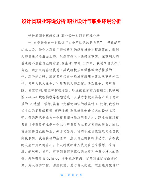 设计类职业环境分析 职业设计与职业环境分析