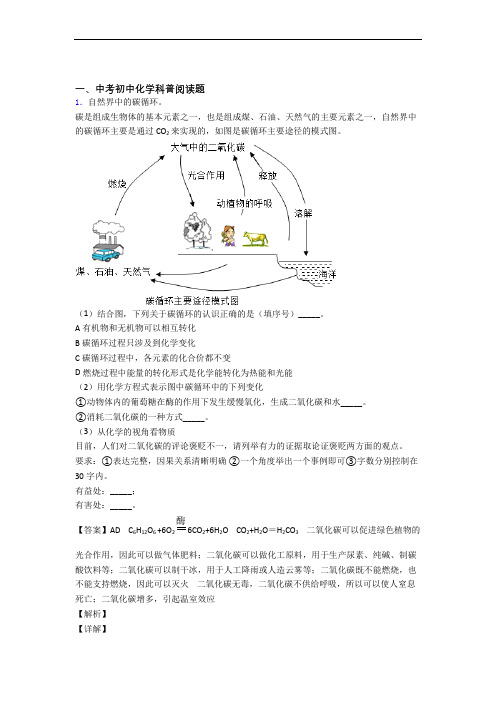 2020-2021备战中考化学压轴题专题科普阅读题的经典综合题附答案解析