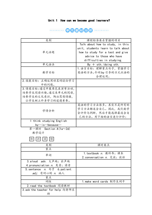 最新人教版九年级英语全册教案Unit 1 教案