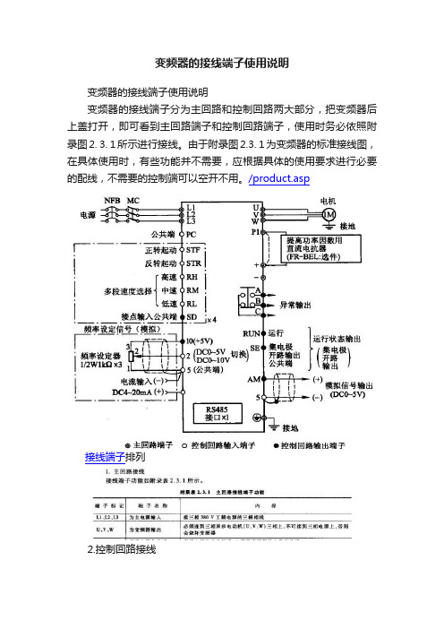 变频器的接线端子使用说明