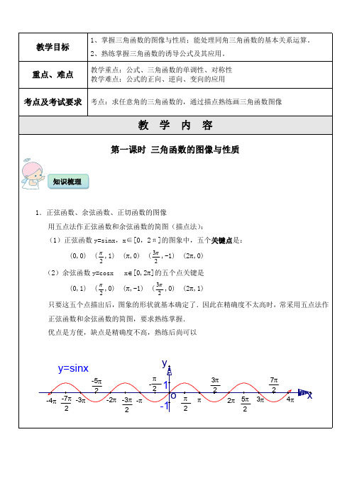 初中一对一精品辅导讲义：三角函数图像与性质