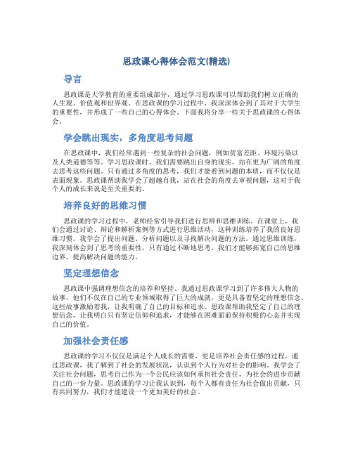 思政课心得体会范文(精选)