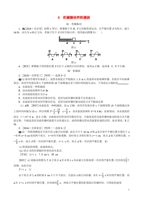 高考物理真题专题汇编专题G机械振动和机械波(含解析)