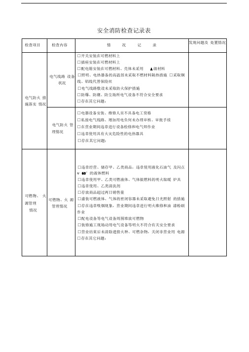 消防安全检查记录表