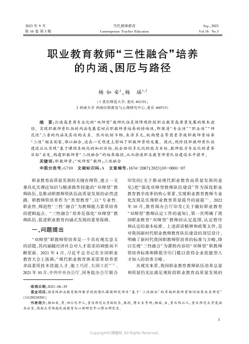 职业教育教师“三性融合”培养的内涵、困厄与路径