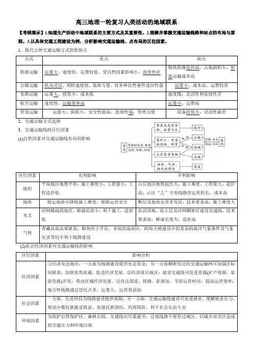 高三地理一轮复习人类活动的地域联系(经典打印版)