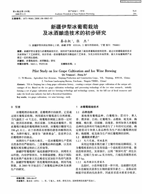 新疆伊犁冰葡萄栽培及冰酒酿造技术的初步研究